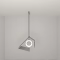 Modern Unique Shaped Pendant Light With Geometric Design And Circular Light In White Room
