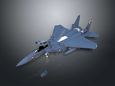 Modern Gray Fighter Jet With Open Cockpit And Detailed Wing Structure 3d model