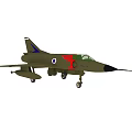 Green Military Fighter Jet With Red Blue Markings Star Emblem Landing Gear Side View