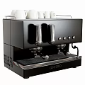 Black OSGOVA Professional Commercial Coffee Machine With Three Metal Taps and White Cups On Top