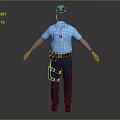 Light Blue Short Sleeve Uniform Shirt With Dark Blue Pants Black Cap And Utility Belt