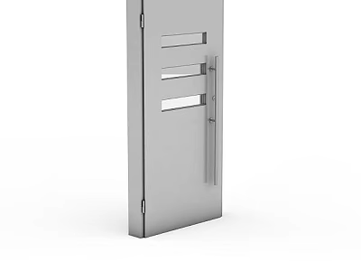 Modern Stainless Steel Storage Locker With Horizontal Vent Slots And Metal Handle 3d model