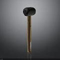 Heavy Duty Construction Hammer With Black Metal Head And Wooden Handle