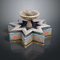 Decorative Outdoor Fountain With Star Shaped Base And Colorful Mosaic Tiles