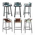 Modern Stylish Bar Stools With Metal Frames And Upholstered Seats In Various Colors