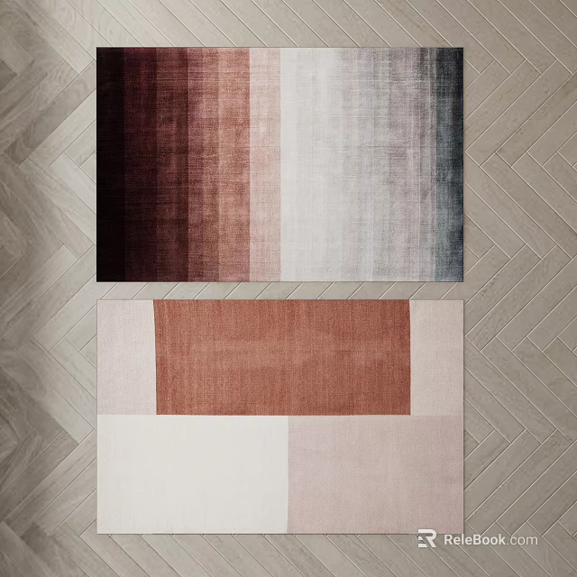 Modern Square Rugs With Gradient And Color Block Patterns 3d model
