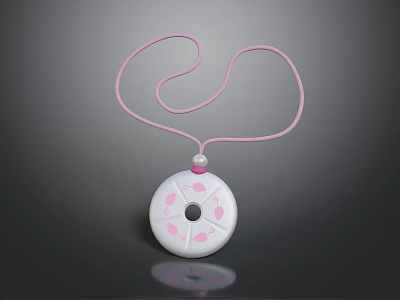 Fashionable Pink Cord Necklace With White Pendant Pink Dots And Pearl Accent 3d model