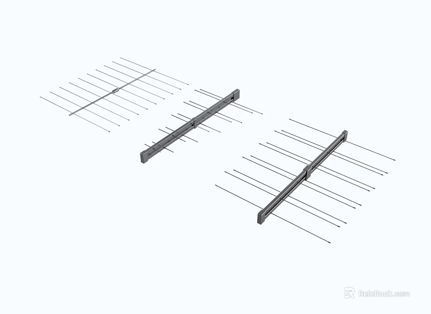Public Facility Outdoor Metal Clothes Drying Racks With Multiple Horizontal Bars 3d model 
