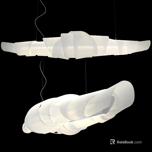 Abstract Pendant Light Modern White Curved Layered Unique Design 3d model 