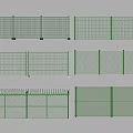 Green Metal Fence With Various Mesh Designs And Spiked Top Styles