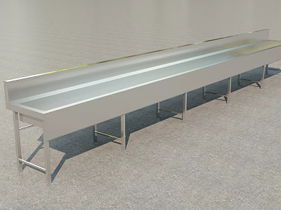 Stainless Steel Long Workbench Table With Support Legs For Commercial Use 3d model