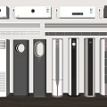 Various Modern Air Conditioners and Fans with Different Styles for Home Use
