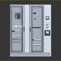 Industrial Control Cabinet With Double Doors Digital Displays Control Panels And Indicator Lights