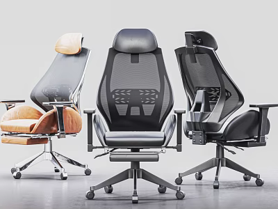 Stylish Modern Office Chairs With Mesh Back And Adjustable Ergonomic Features 3d model
