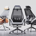Stylish Modern Office Chairs With Mesh Back And Adjustable Ergonomic Features 3d model