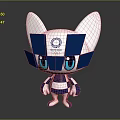 Cartoon Olympic Mascot Character With Blue White Design Cat Like Look And Big Eyes