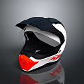 Full Face Motorcycle Helmet with Black White Red Design and Protective Visor