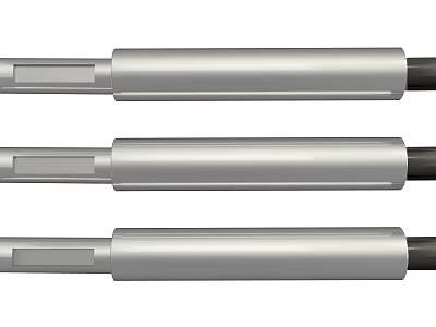 Three Silver Metal Hardware Tool Shafts With Black End Parts 3d model