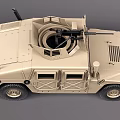 Tan Armored Military Vehicle With Mounted Weapon And Armored Doors