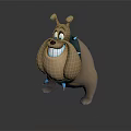 Cute Brown 3D Cartoon Dog Character With Blue Spiked Collar And Smiling Face