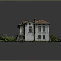 Two Story Vintage House Model With Red Roof White Walls And Green Grass