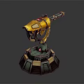 Yellow Futuristic Mechanical Device With Detailed Base Stand And 3D Model Design