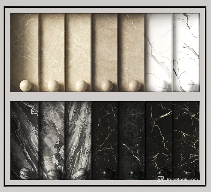 Natural Stone And Wood Texture Samples With Various Patterns For Interior Design 3d model 