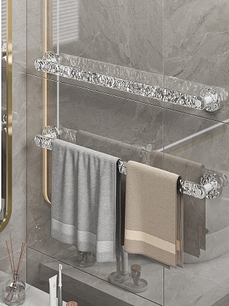 Bathroom Rack Towel Rack Mirror Washstand 3d model