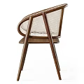 Modern Wooden Lounge Chair With Mesh Backrest And Curved Armrest Design