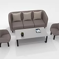 Modern Living Room Furniture Set With Sofa Chairs Coffee Table Cushions Plant And Book