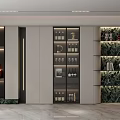 Elegant Modern Wine Cabinet With Glass Doors And Display Shelves For Wine Bottles And Glasses