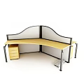 L Shaped Office Desk With Wooden Top Partition Panels And Drawer Storage