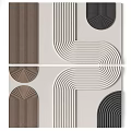 Square Rug With Modern Geometric Curved Lines And Neutral Brown Black Beige Patterns 3d model