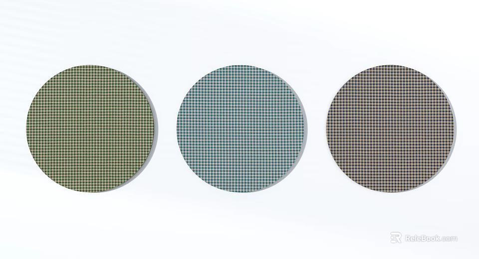 Stylish Round Checkered Rugs in Green Teal Brown for Home Decor 3d model 