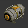 Cylindrical Gray Equipment With Yellow Black Warning Stripes And Circular Component Metal Stand