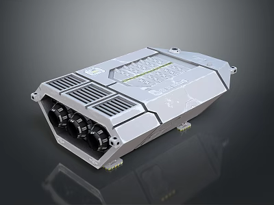 Gray Metal Industrial Device With Heat Sink Ports And Modern Mechanical Design 3d model