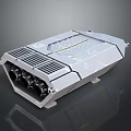 Gray Metal Industrial Device With Heat Sink Ports And Modern Mechanical Design