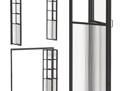 Modern Room Dividers Design Featuring Glass Panels Grid Patterns And Vertical Stripes 3d model