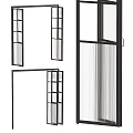 Modern Room Dividers Design Featuring Glass Panels Grid Patterns And Vertical Stripes 3d model