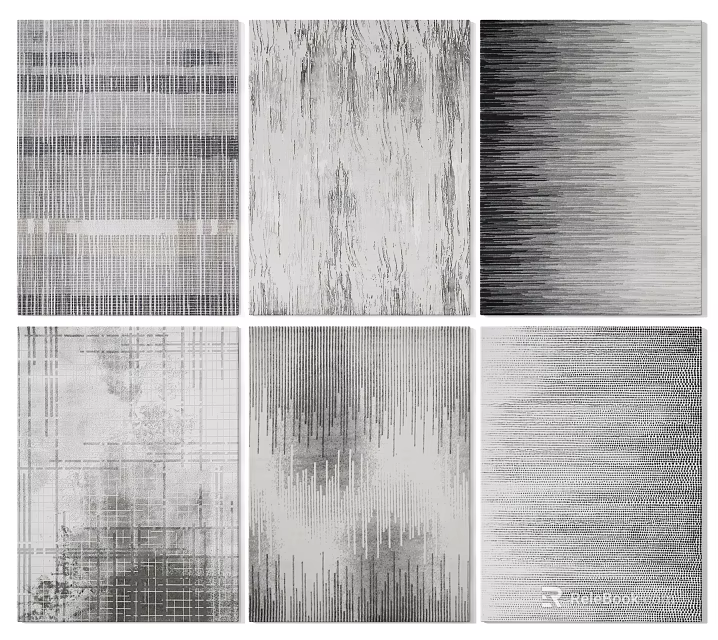 Modern Gray Square Rugs With Various Textured Patterns For Home Decor 3d model