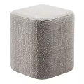 Modern Light Gray Cube Shaped Ottoman with Textured Upholstery for Living Room
