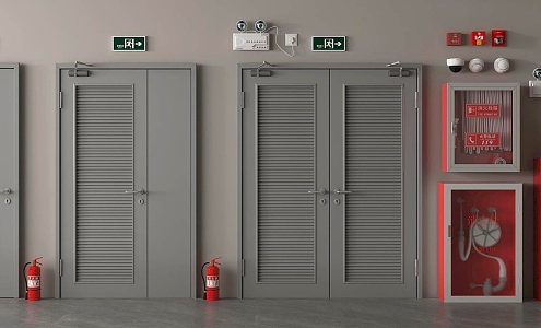 modern fire fighting equipment fire door 3d model