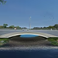 Scenic Arch Bridge Over River With Greenery Trees Cars And Pedestrians