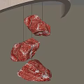 Hanging Red Stone Sculptures With Textured Surface In White Wall Light 3d model