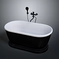 Modern Black And White Bathtub With Black Faucet And Shower Head