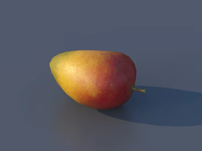 Fresh Ripe Mango with Yellow and Red Smooth Skin on Gray Background with Natural Shadow 3d model