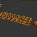 Wooden Electronic Keyboard And Mouse Set For Computer Peripherals Use 3d model