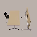Light Colored Office Desk With Wheels And Black Chairs For Workspace Setup 3d model