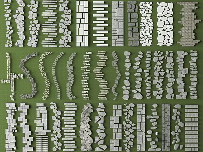 Various Stepping Stones Designs For Garden Paths With Natural Stone Patterns 3d model