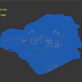 Detailed 3D Mountainous Terrain Model Featuring Vegetation Roads And Water Bodies